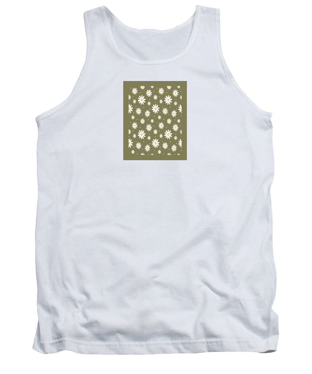 Botanical Flower Tank Top featuring the painting Daisies Sage by Jackie Medow-Jacobson