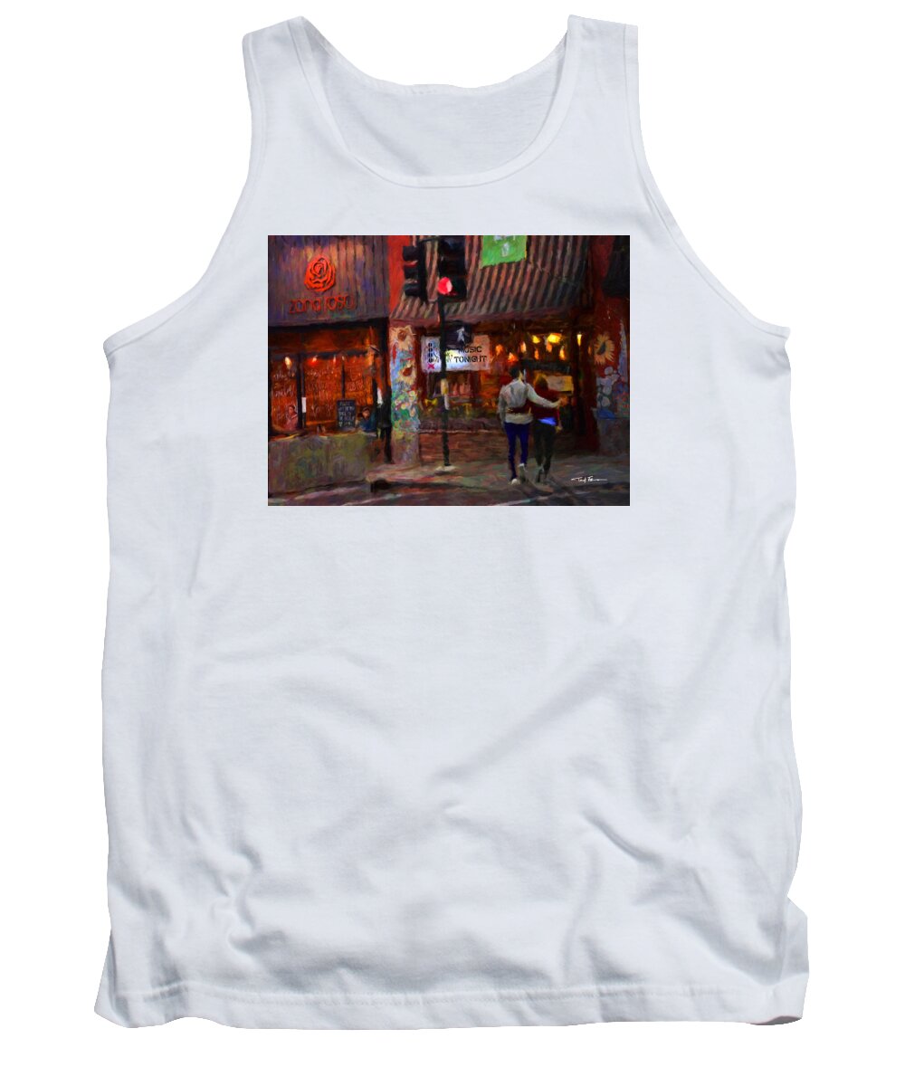 Cityscape Tank Top featuring the painting Date Night, Los Gatos, California by Trask Ferrero