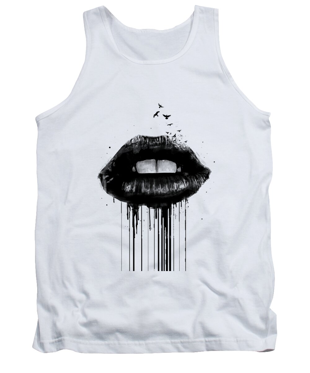 Lips Tank Top featuring the mixed media Dead love by Balazs Solti