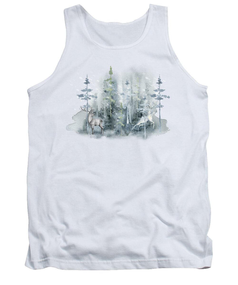 Deer Tank Top featuring the painting Deer In The Magical Forest 2 by Johanna Hurmerinta