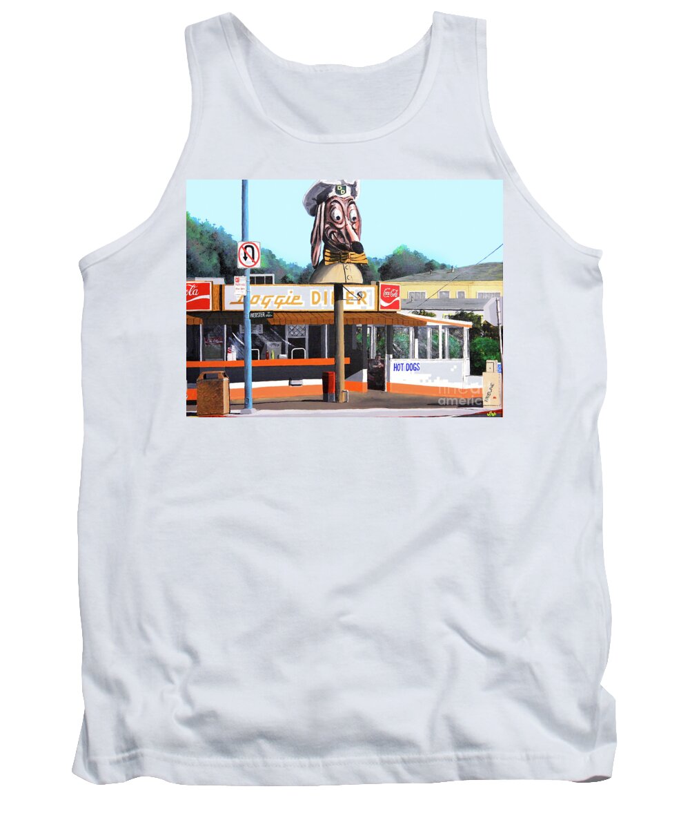 Wingsdomain Tank Top featuring the painting Doggie Diner 1986 by Wingsdomain Art and Photography