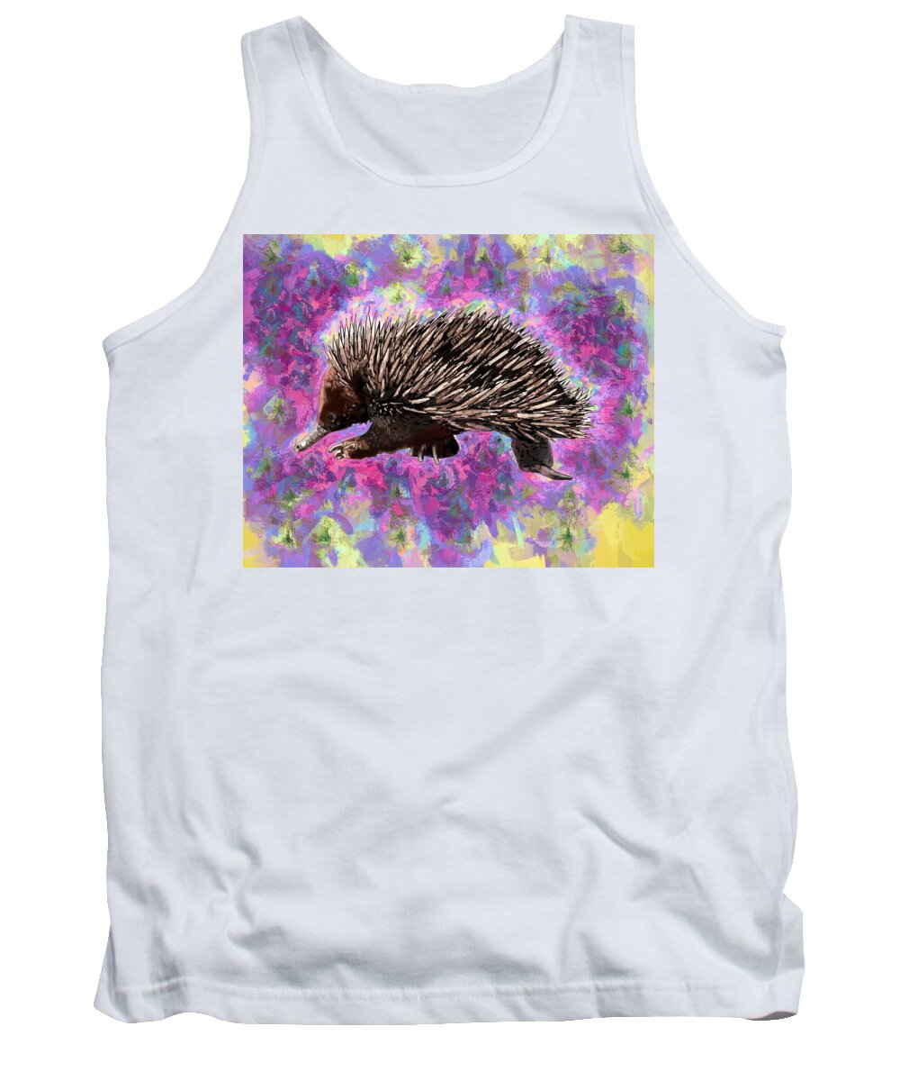 Portrait Tank Top featuring the drawing E is for Echidna by Joan Stratton