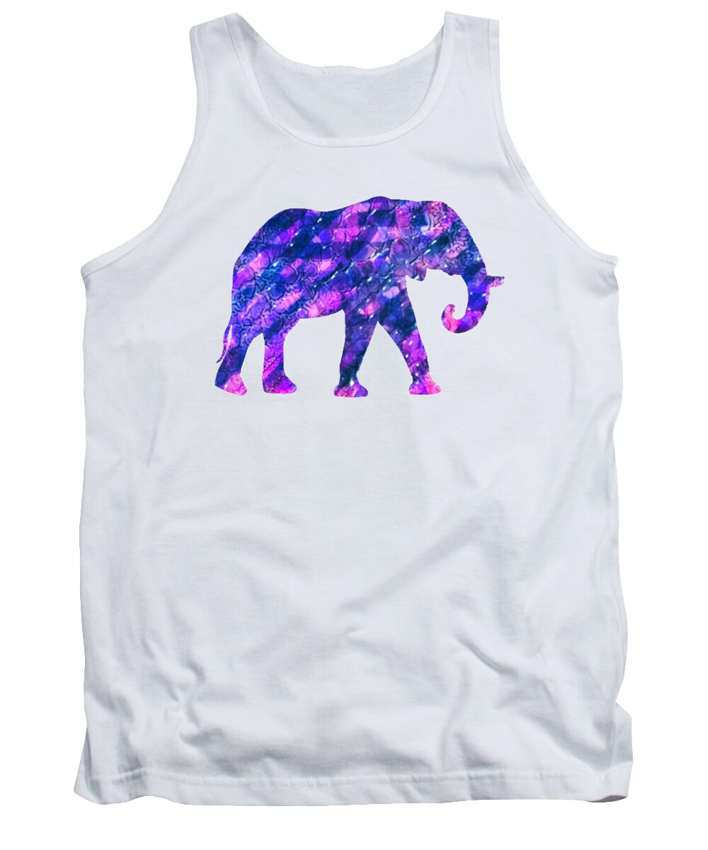 Elephant Tank Top featuring the mixed media Elephant Silhouette 4 by Eileen Backman