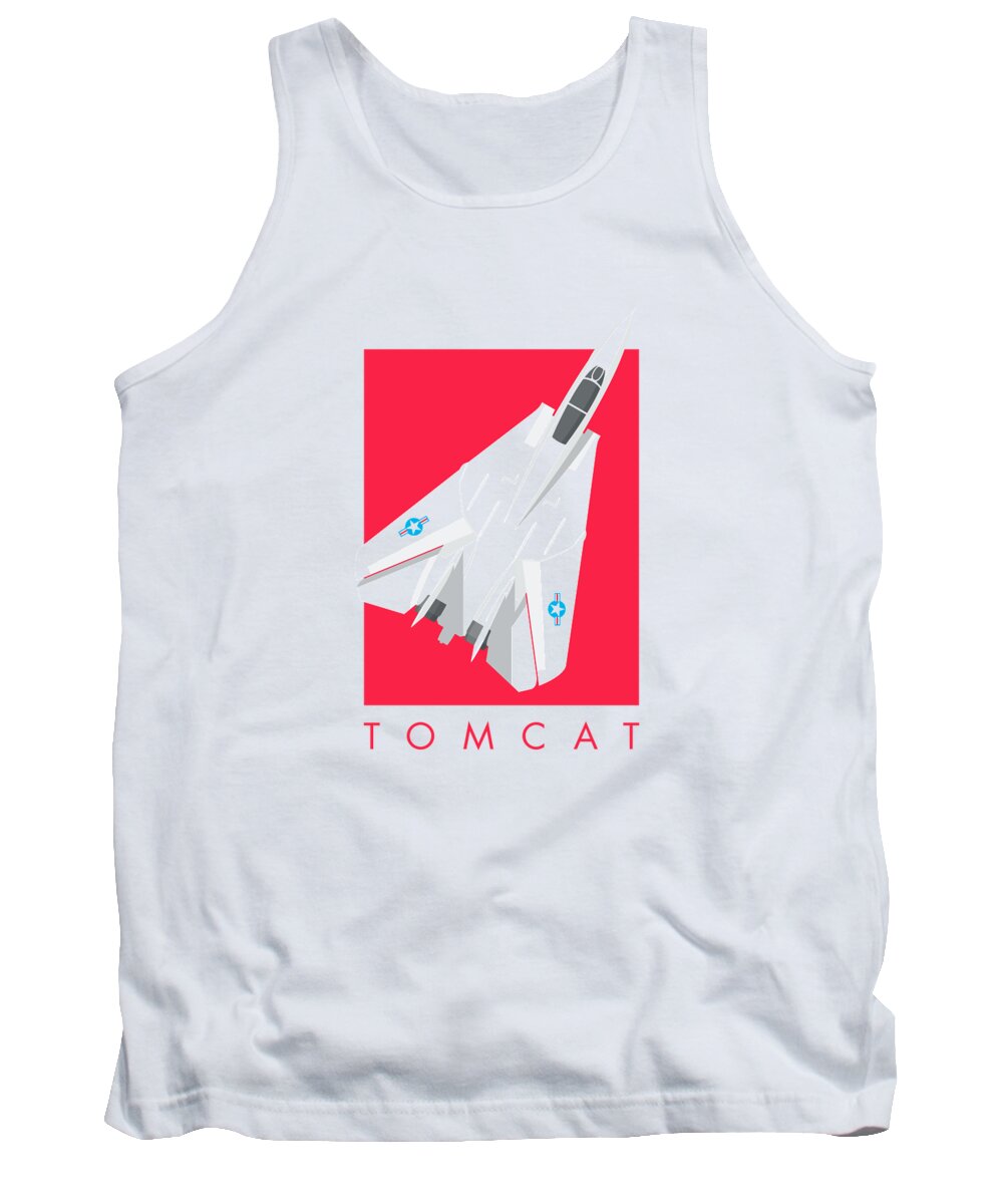 Jet Tank Top featuring the digital art F-14 Tomcat Fighter Jet Aircraft - Crimson by Organic Synthesis