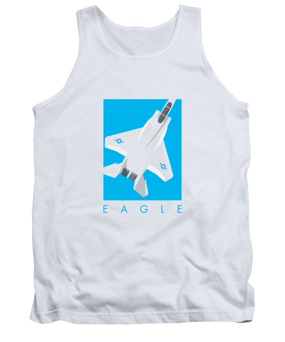 Jet Tank Top featuring the digital art F-15 Eagle Fighter Jet Aircraft - Blue by Organic Synthesis