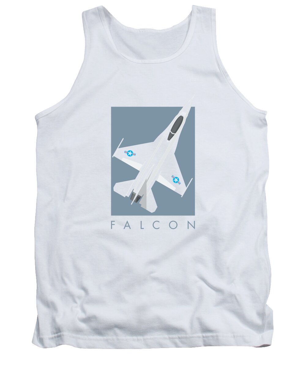 Fighter Tank Top featuring the digital art F-16 Falcon Fighter Jet Aircraft - Slate by Organic Synthesis