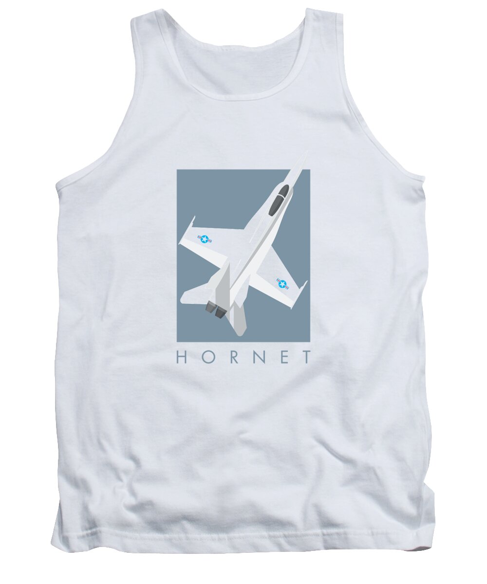 Jet Tank Top featuring the digital art F-18 Hornet Jet Fighter Aircraft - Slate by Organic Synthesis