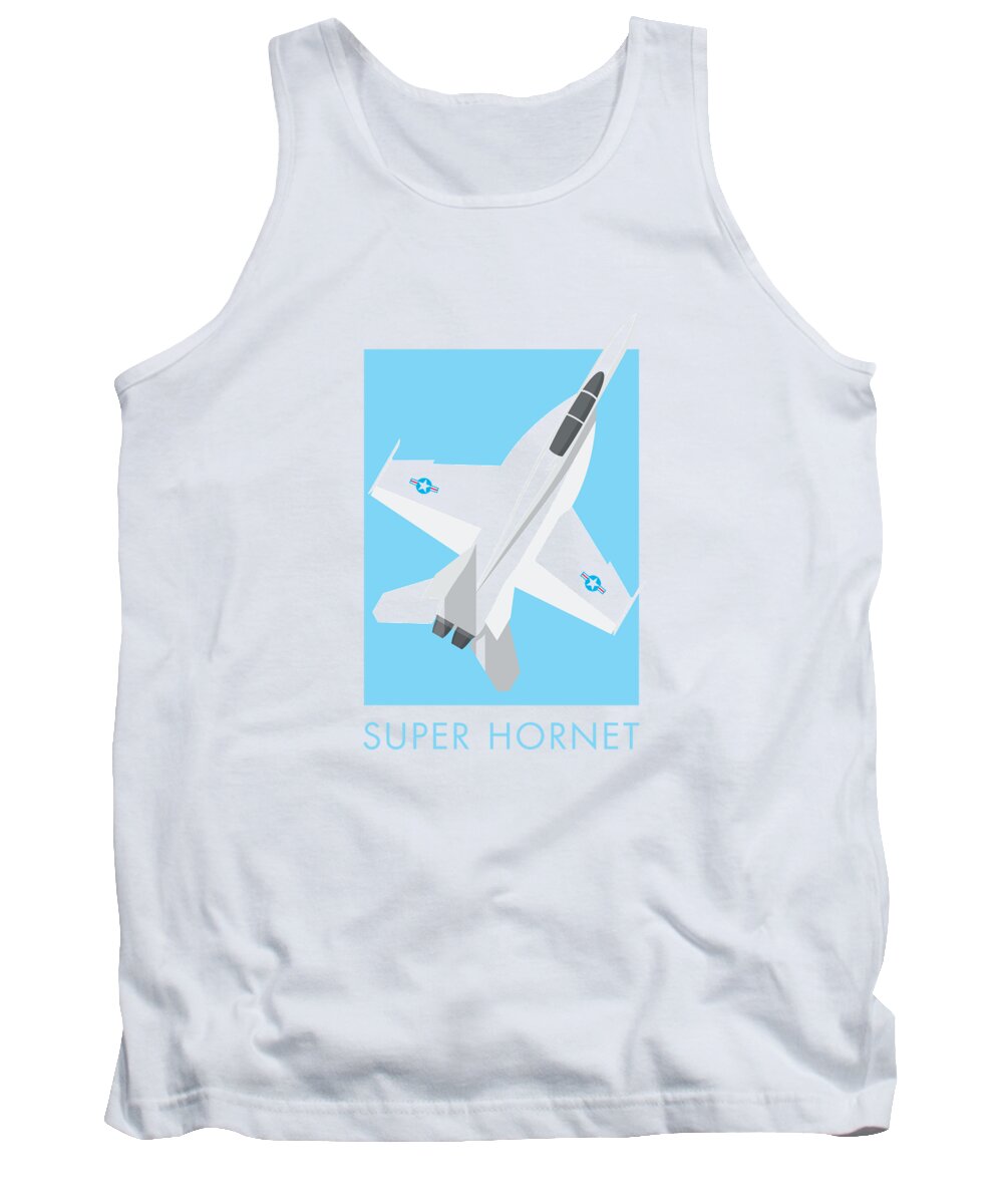 Jet Tank Top featuring the digital art F-18 Super Hornet Jet Fighter Aircraft - Sky by Organic Synthesis