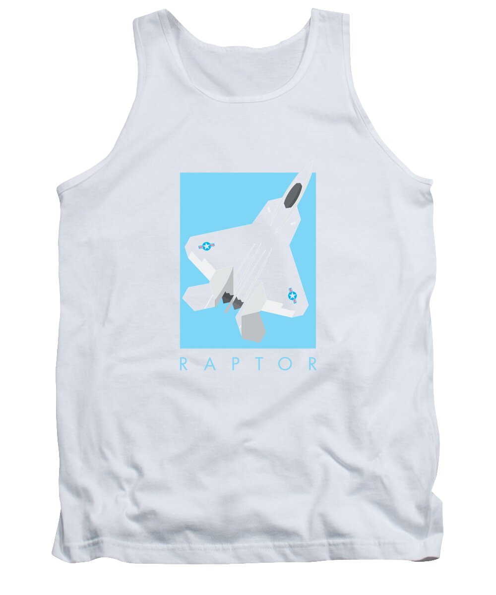 Jet Tank Top featuring the digital art F-22 Raptor Jet Fighter Aircraft - Sky by Organic Synthesis