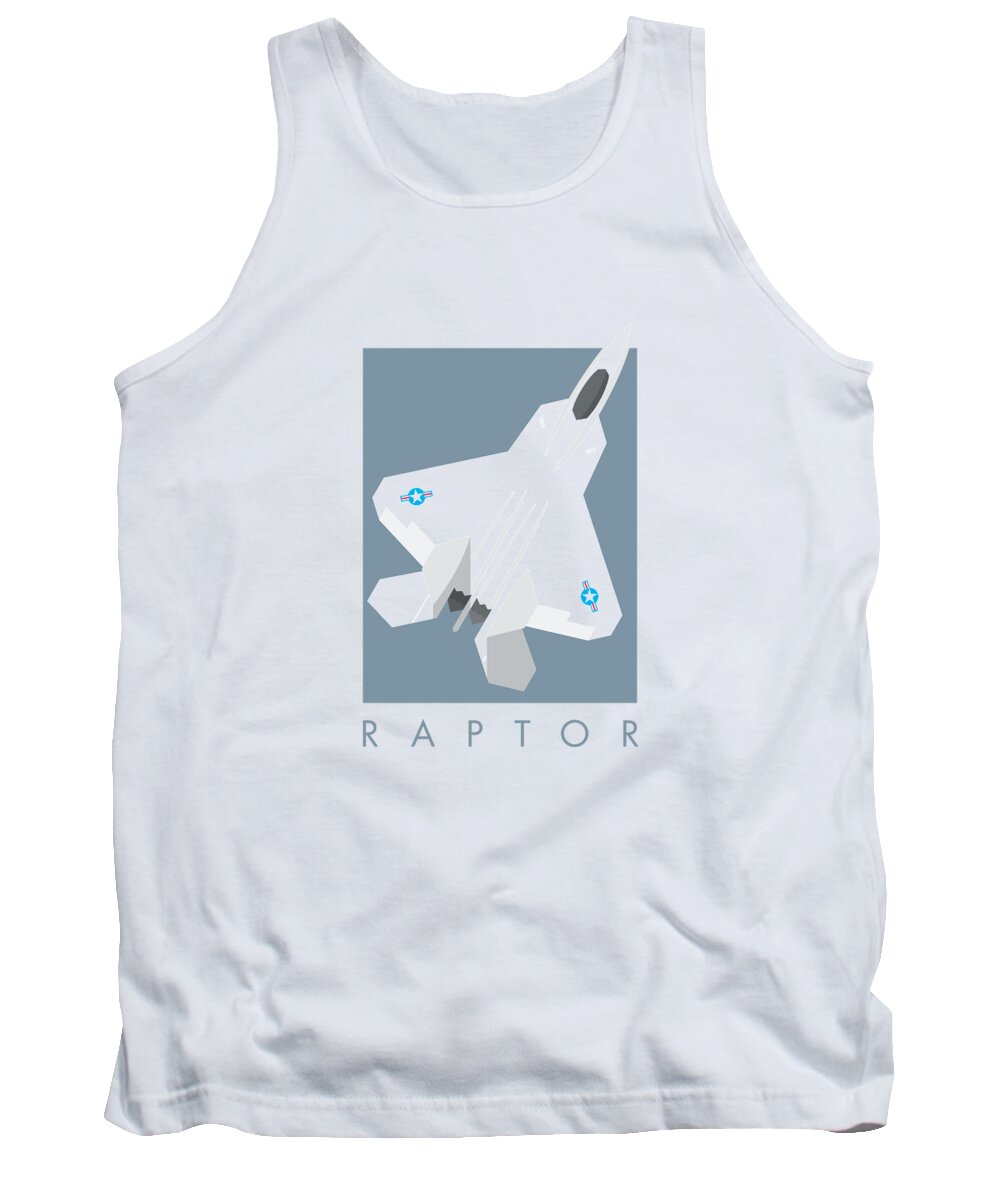 Jet Tank Top featuring the digital art F-22 Raptor Jet Fighter Aircraft - Slate by Organic Synthesis