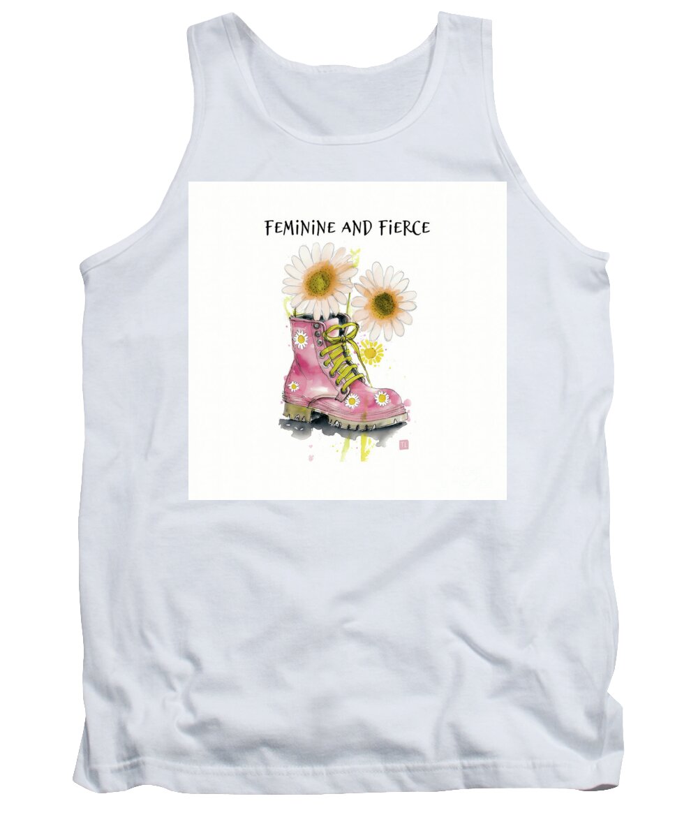 Feminine And Fierce Tank Top featuring the painting Feminine And Fierce by Tina LeCour