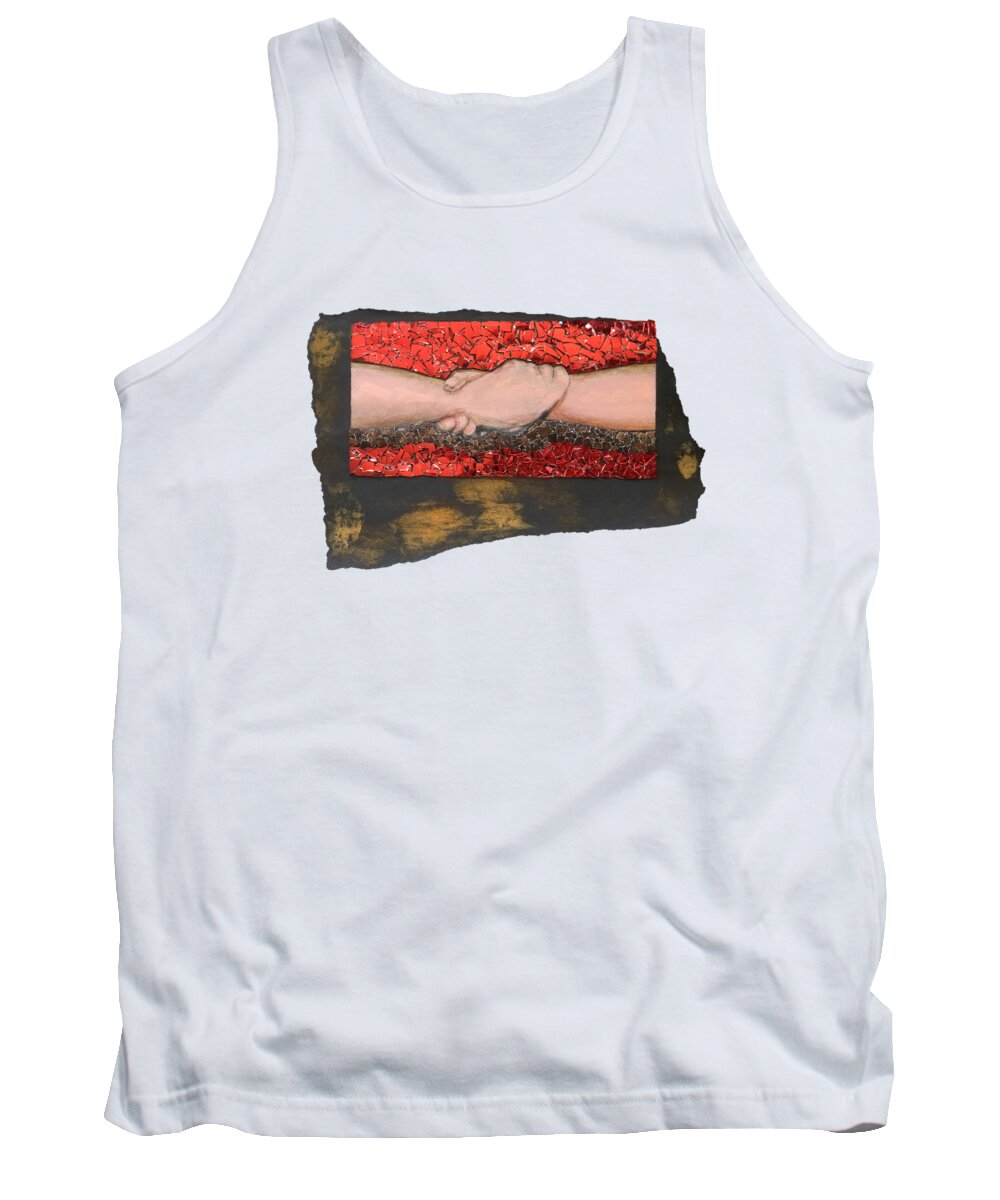 Glass Tank Top featuring the mixed media Fig. 122. Interlocking wrist grip for human chain. by Matthew Lazure