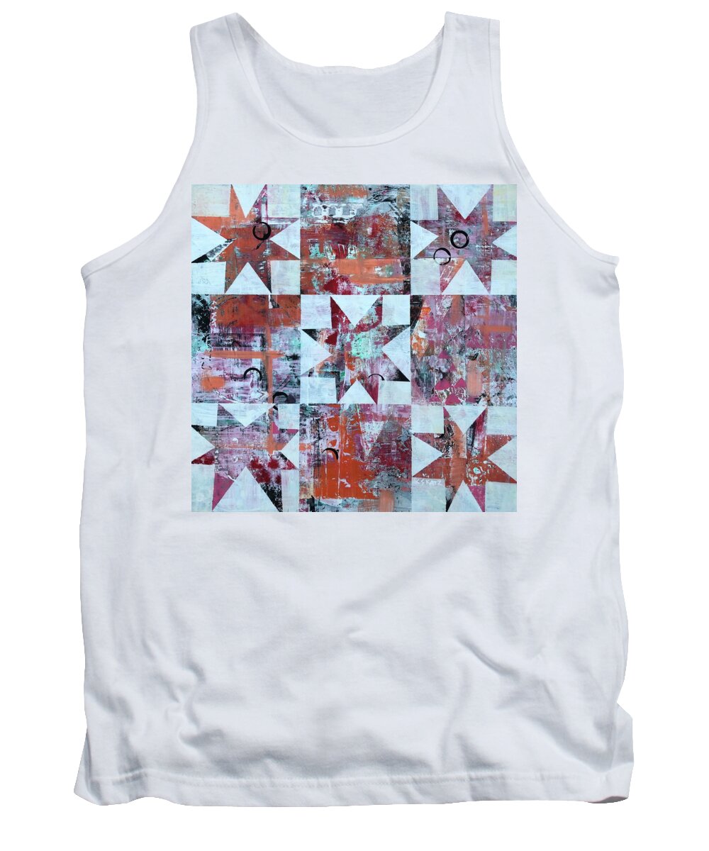 Stars Tank Top featuring the painting Five Stars by Cyndie Katz