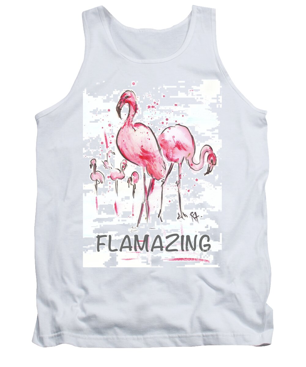 Watercolour Tank Top featuring the painting Flamazing by Remy Francis