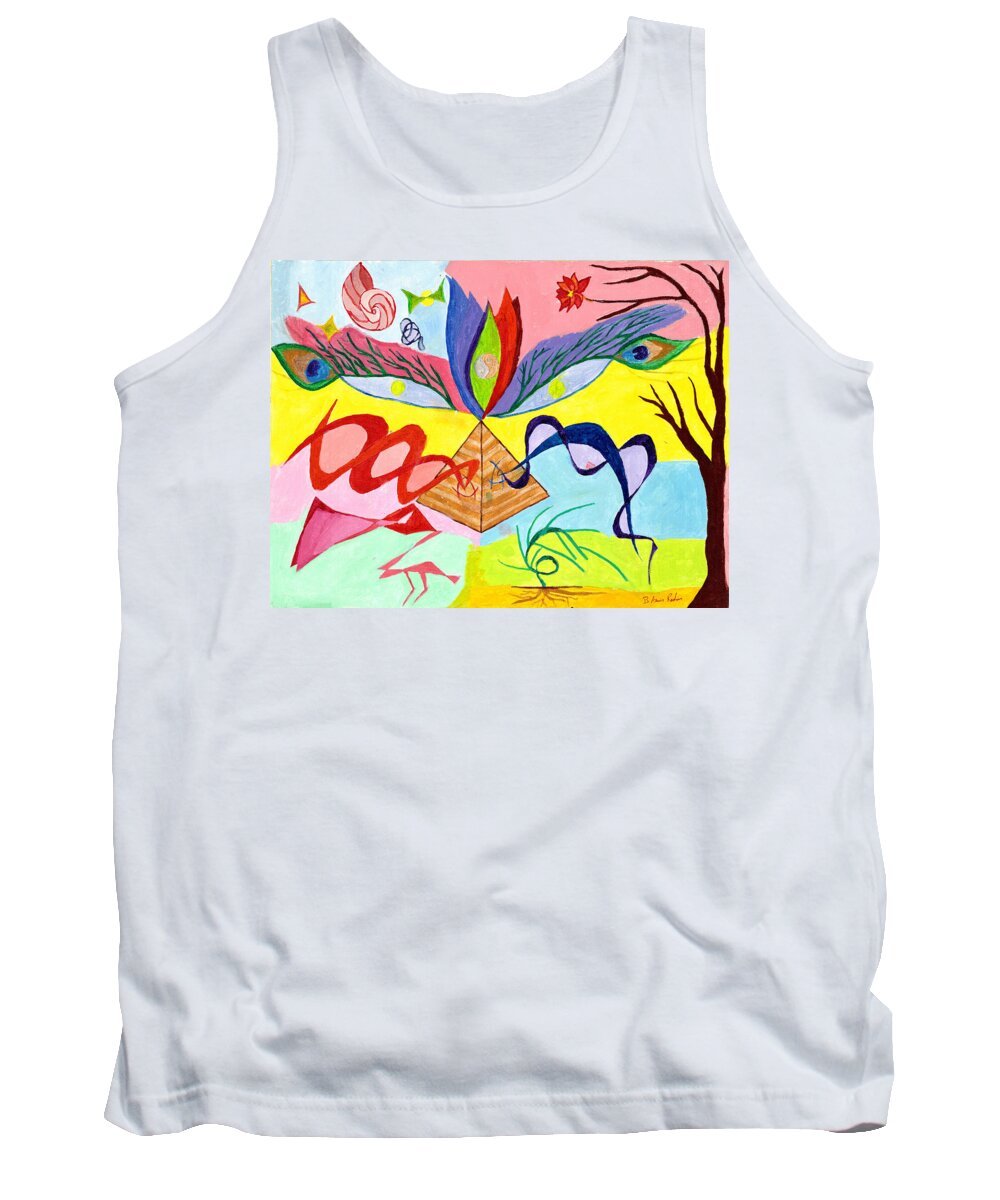Dualism Tank Top featuring the painting Flaming Third Eye by B Aswin Roshan