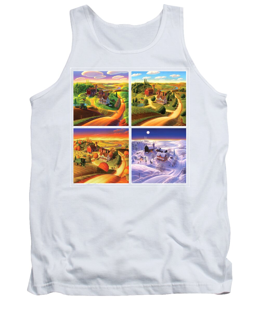 Four Seasons On The Farm Tank Top featuring the painting Four Seasons Squared by Robin Moline