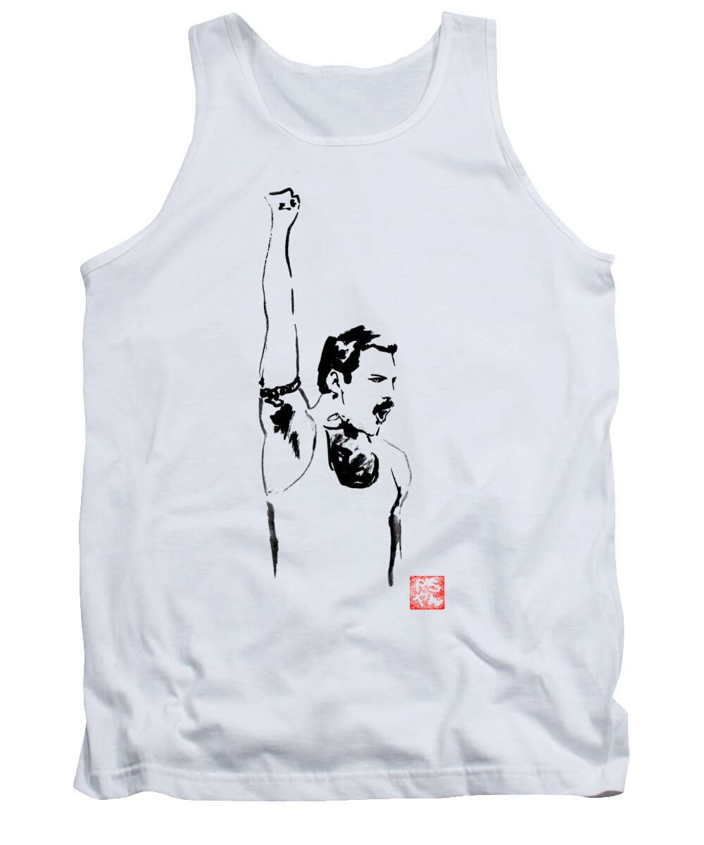 Freddy Mercury Tank Top featuring the painting Freddy 06 by Pechane Sumie