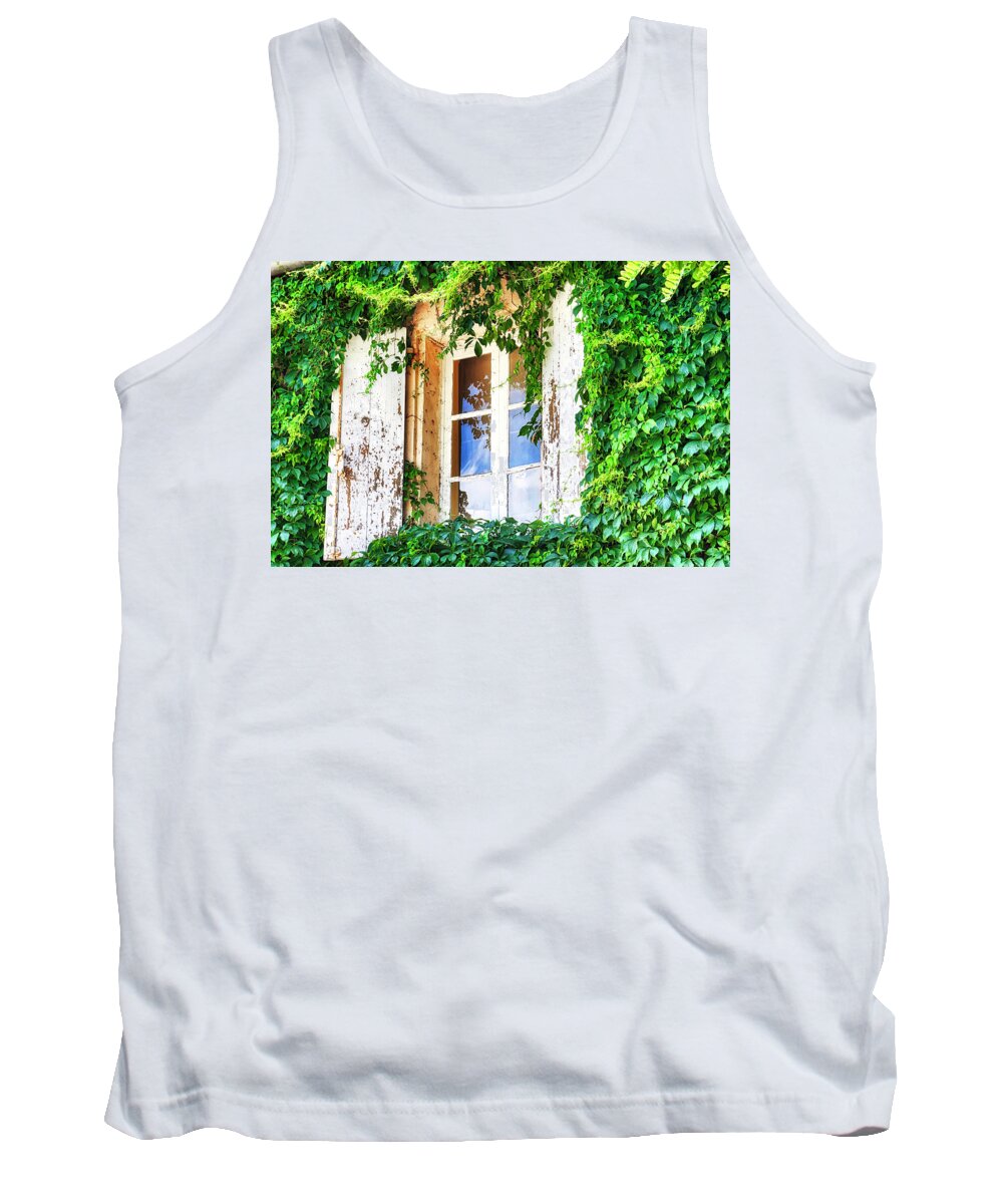 French Tank Top featuring the photograph French window in Provence by Tatiana Travelways