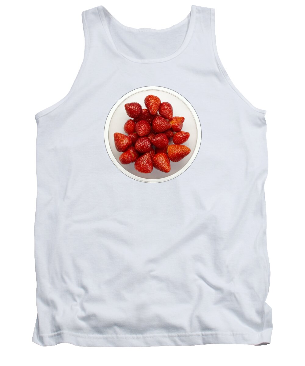 Strawberry Tank Top featuring the photograph Fresh Red Strawberries overhead view of fruit bowl by Tom Conway