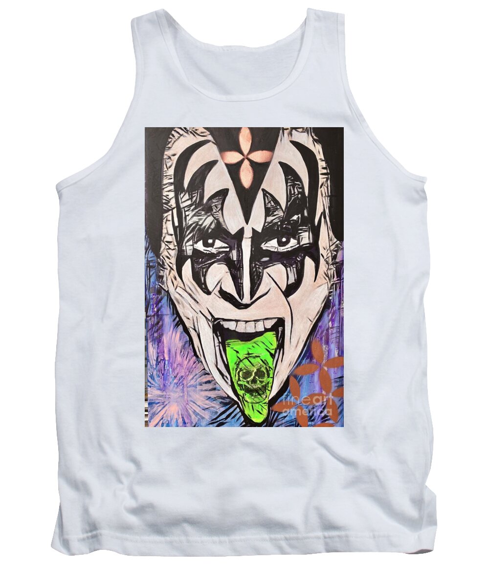 Guitar Tank Top featuring the painting Gene Simmons by Jayime Jean