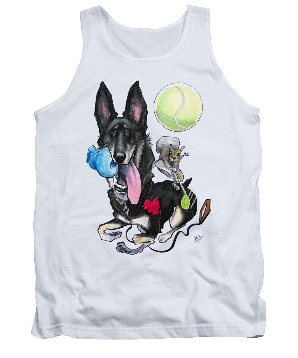 Dog Tank Top featuring the drawing German Shepherd and Squirrel by Canine Caricatures By John LaFree