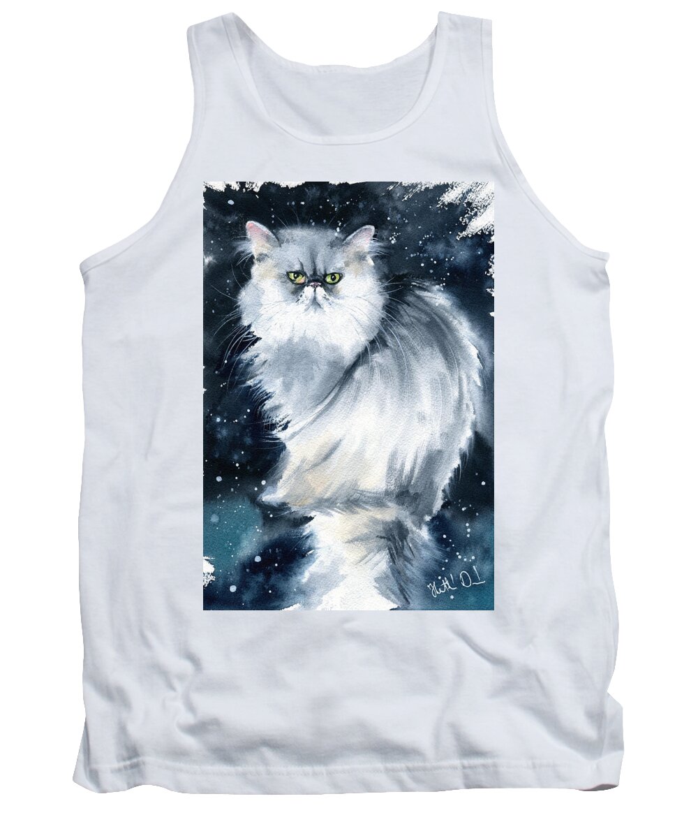 Cat Tank Top featuring the painting Gizmo by Dora Hathazi Mendes