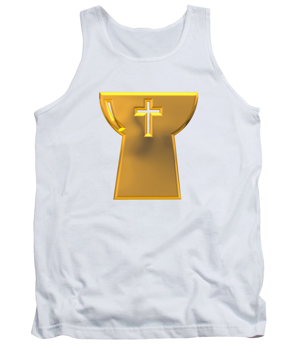 Eucharist Tank Top featuring the digital art Golden 3D Look Chalice Symbol by Rose Santuci-Sofranko