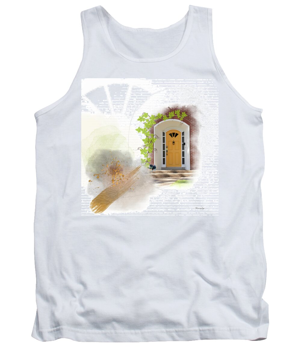 Yellow Tank Top featuring the mixed media Good Door Sunshine by Moira Law
