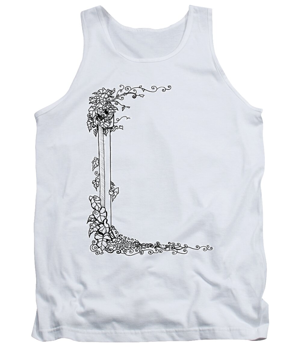 Grape Vine Tank Top featuring the drawing Grape Vine with Wren Border by Katherine Nutt