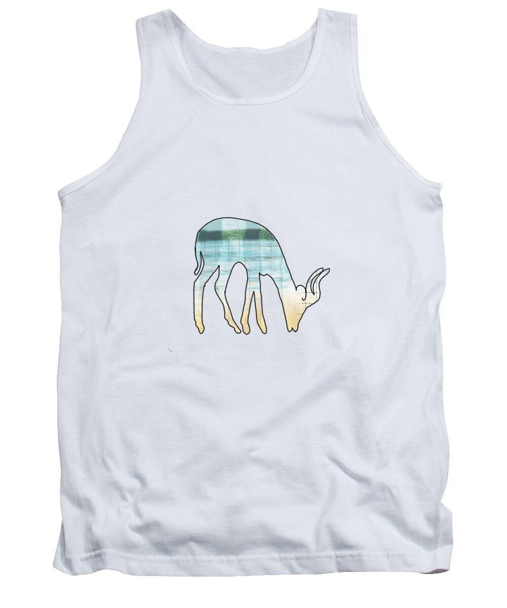 Elk Tank Top featuring the mixed media Grazing Elk Silhouette by Eileen Backman