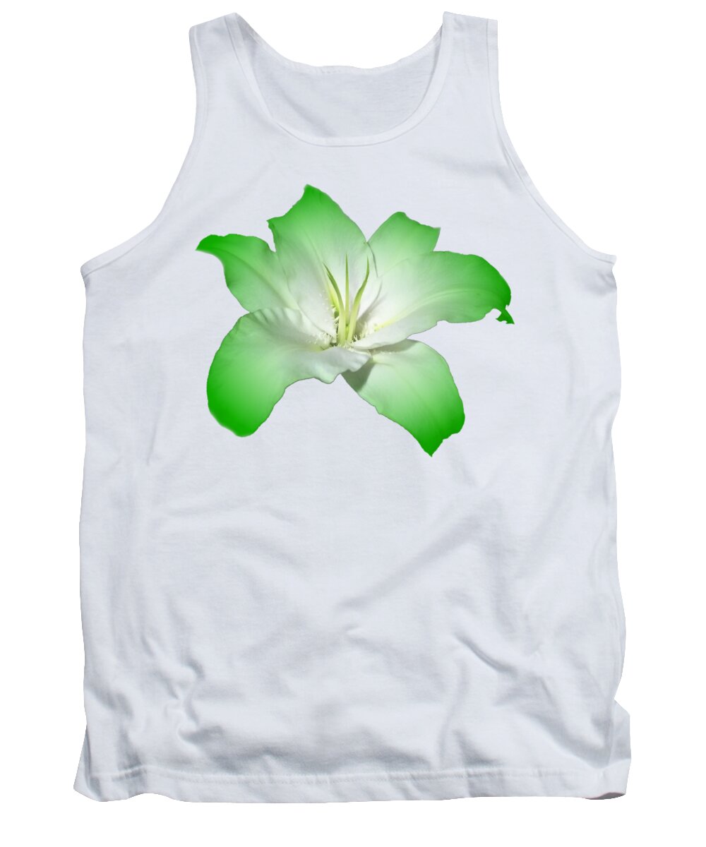 Green Tank Top featuring the photograph Green Lily Flower by Delynn Addams