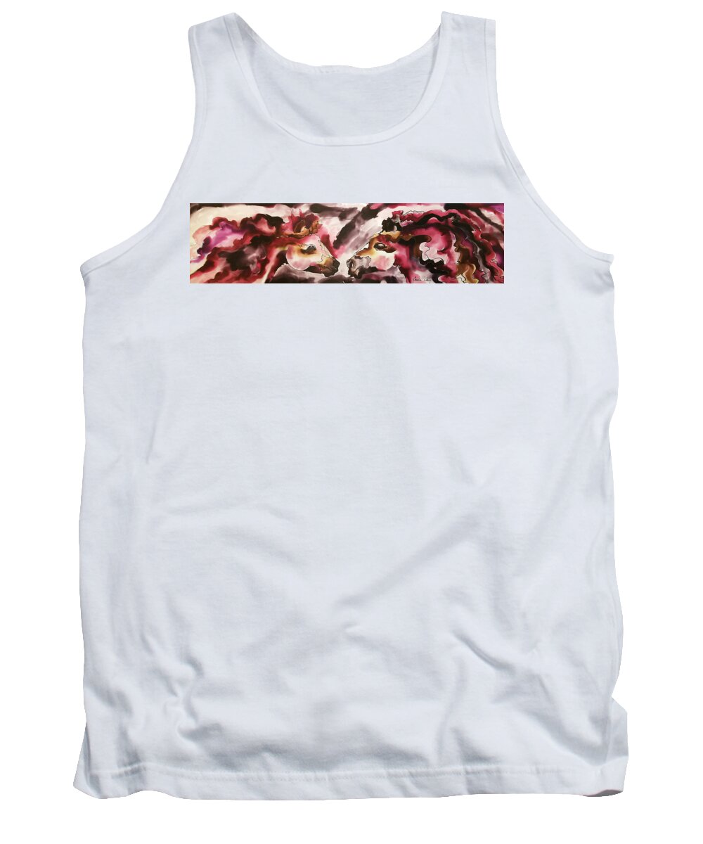 Horse Tank Top featuring the painting Greeting horses by Karla Kay Benjamin