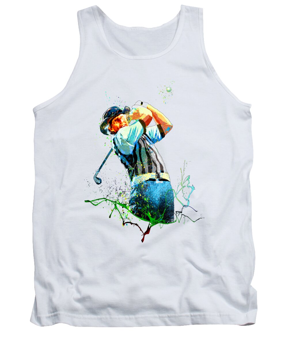 Greg Norman Tank Top featuring the painting Greg Norman Passion 01 by Miki De Goodaboom