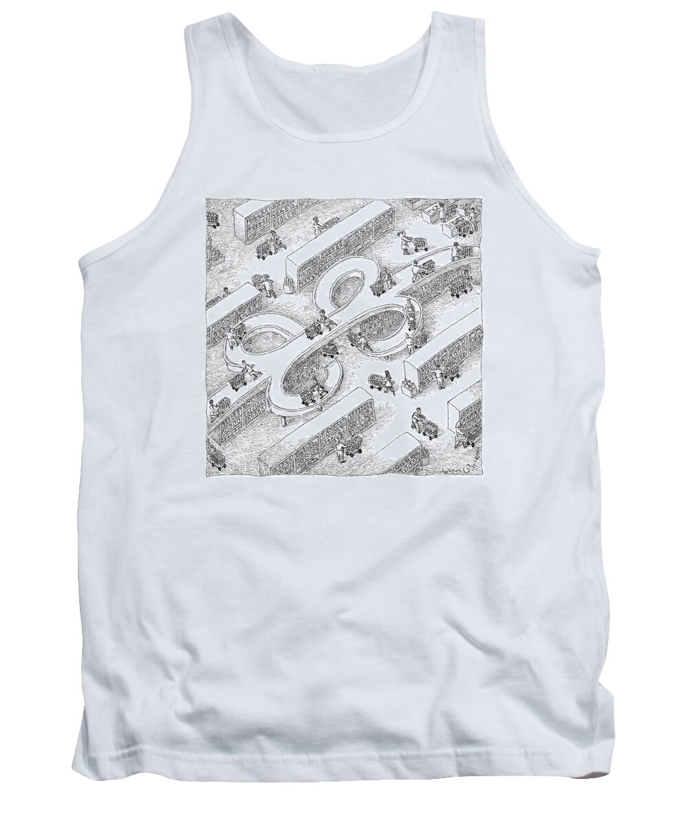 Captionless Tank Top featuring the drawing Grocery Cloverleaf by John O'Brien