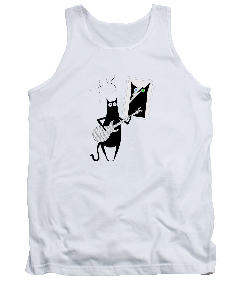 Guitar Tank Top featuring the drawing Guitar by Andrew Hitchen