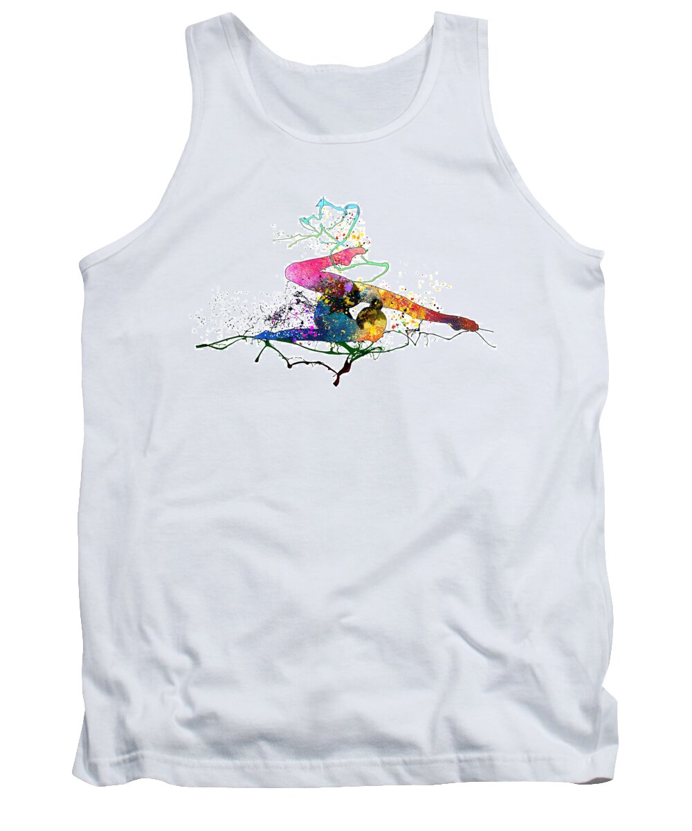 Sports Tank Top featuring the mixed media Gymnastic Passion 01 by Miki De Goodaboom