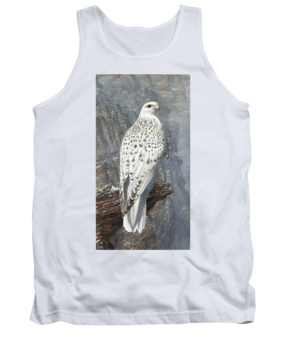 Gyrfalcon Tank Top featuring the painting Gyrfalcon by Barry Kent MacKay
