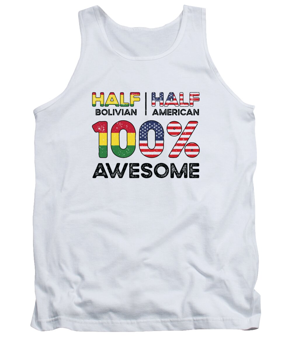 Bolivia Tank Top featuring the digital art Half Bolivian Bolivia American USA Citizenship by Toms Tee Store