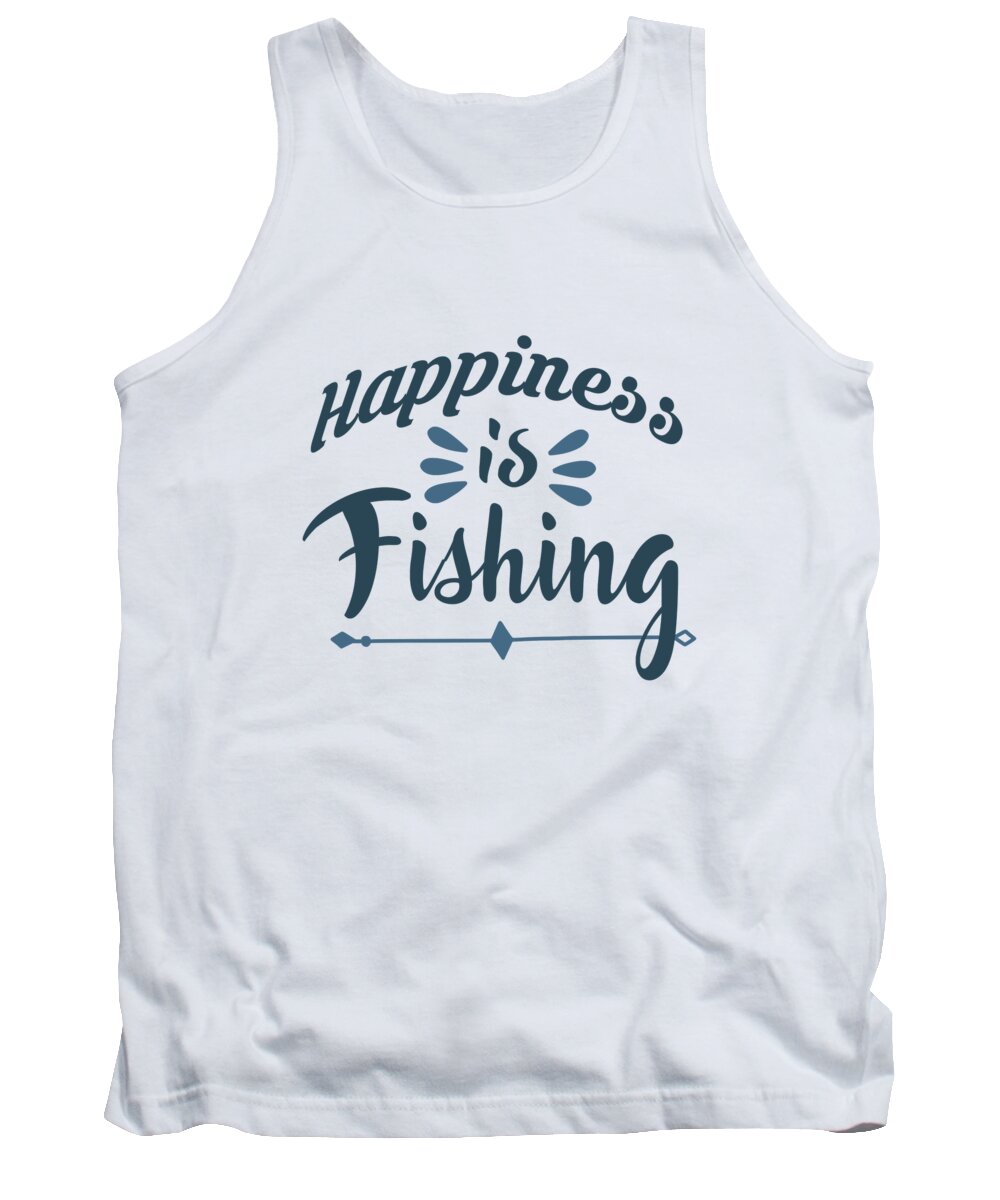 Fishing Tank Top featuring the digital art Happiness is fishing by Jacob Zelazny