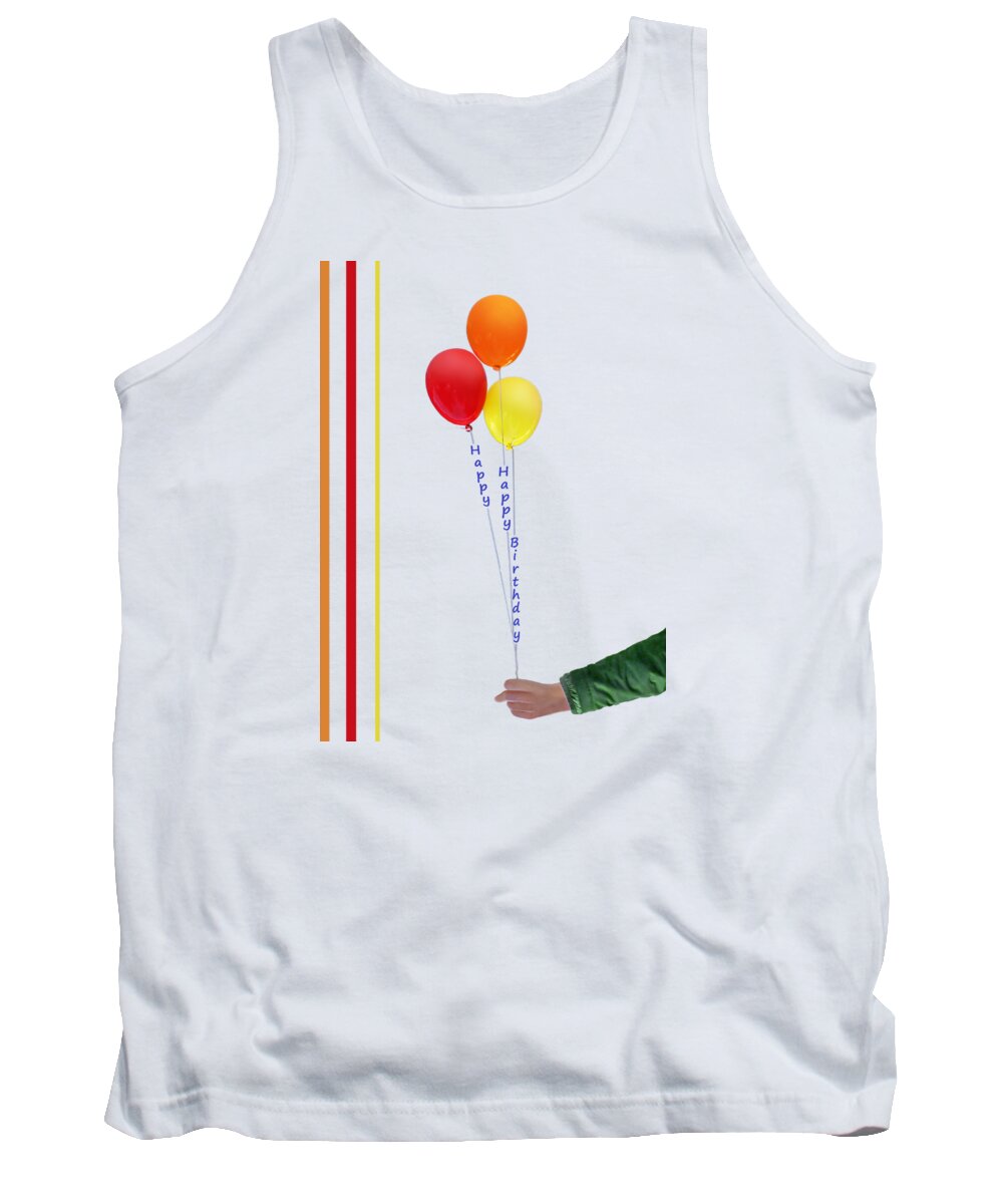 Balloons Tank Top featuring the photograph Happy Happy Birthday - Balloons - Transparent by Nikolyn McDonald