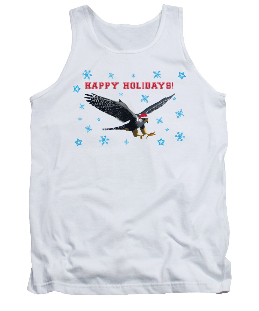 Falcons Tank Top featuring the digital art Happy Holidays Falcon by College Mascot Designs