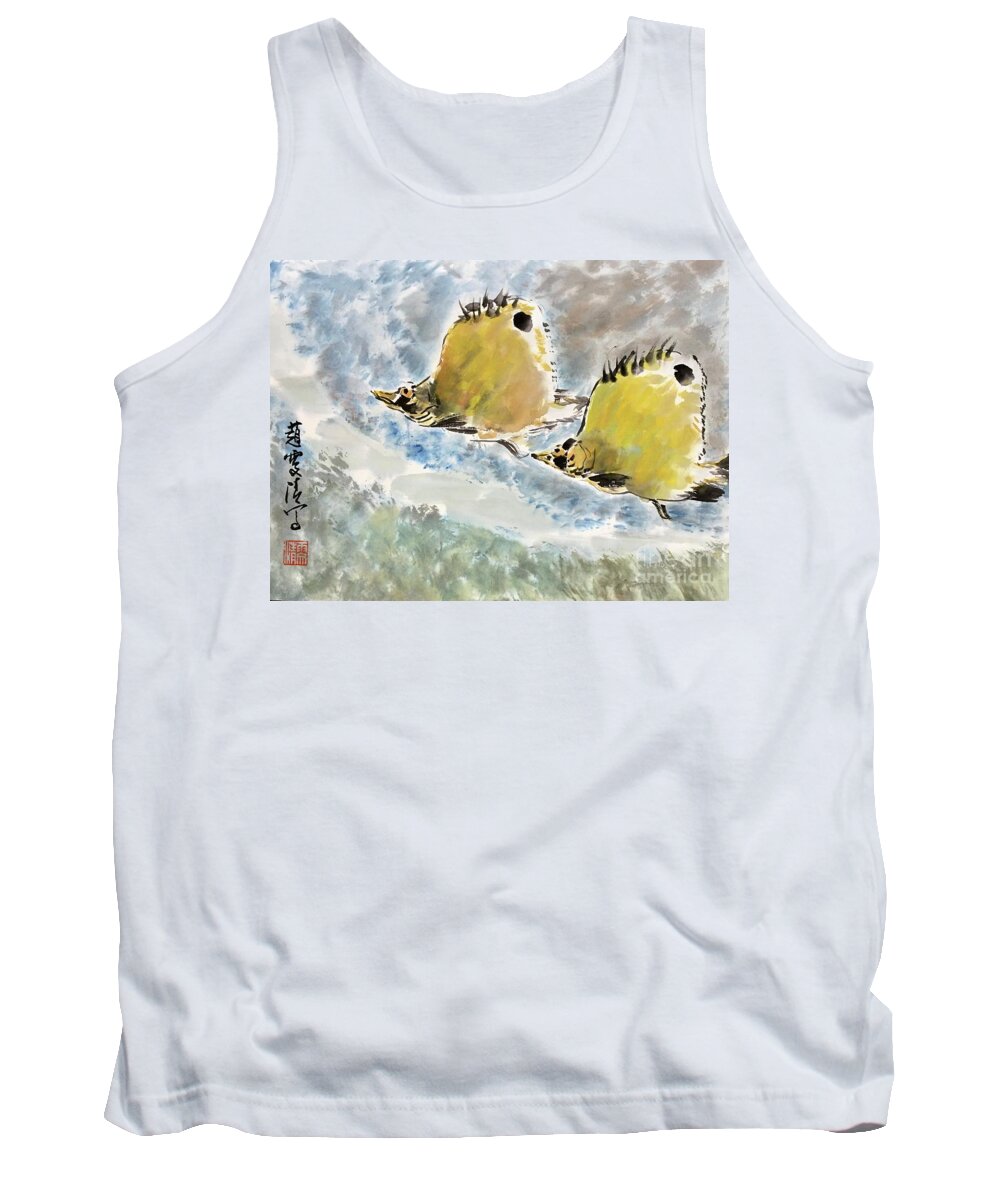 Ornamental Fish Tank Top featuring the painting Harmony and Advance by Carmen Lam