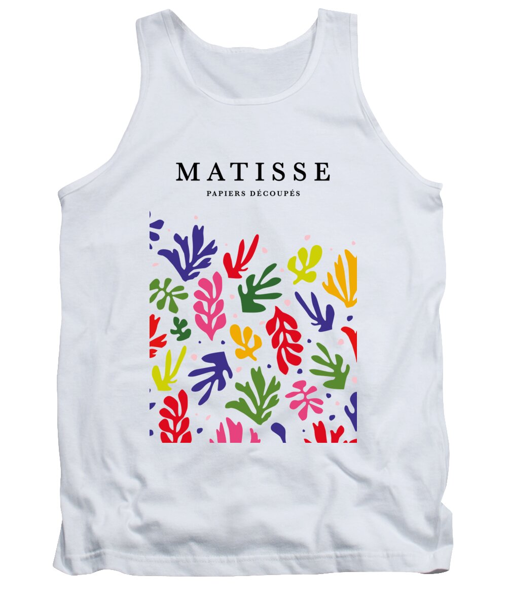 Henri Matisse Tank Top featuring the digital art Henri Matisse Flower, Papier Decoupes Art, Matisse Cutouts, Matisse colorful flowers by Re- Make-