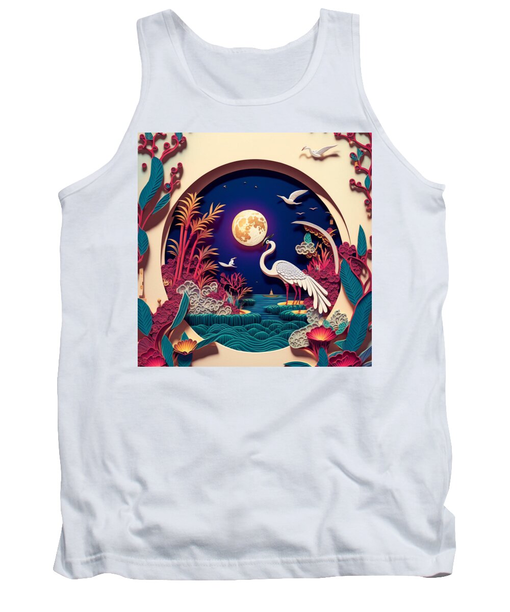 Paper Craft Tank Top featuring the mixed media Heron II by Jay Schankman