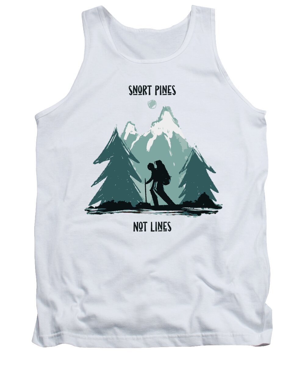 Snort Pines Tank Top featuring the digital art Hiking Mountaineering Climbing Mountain Picnic by Toms Tee Store