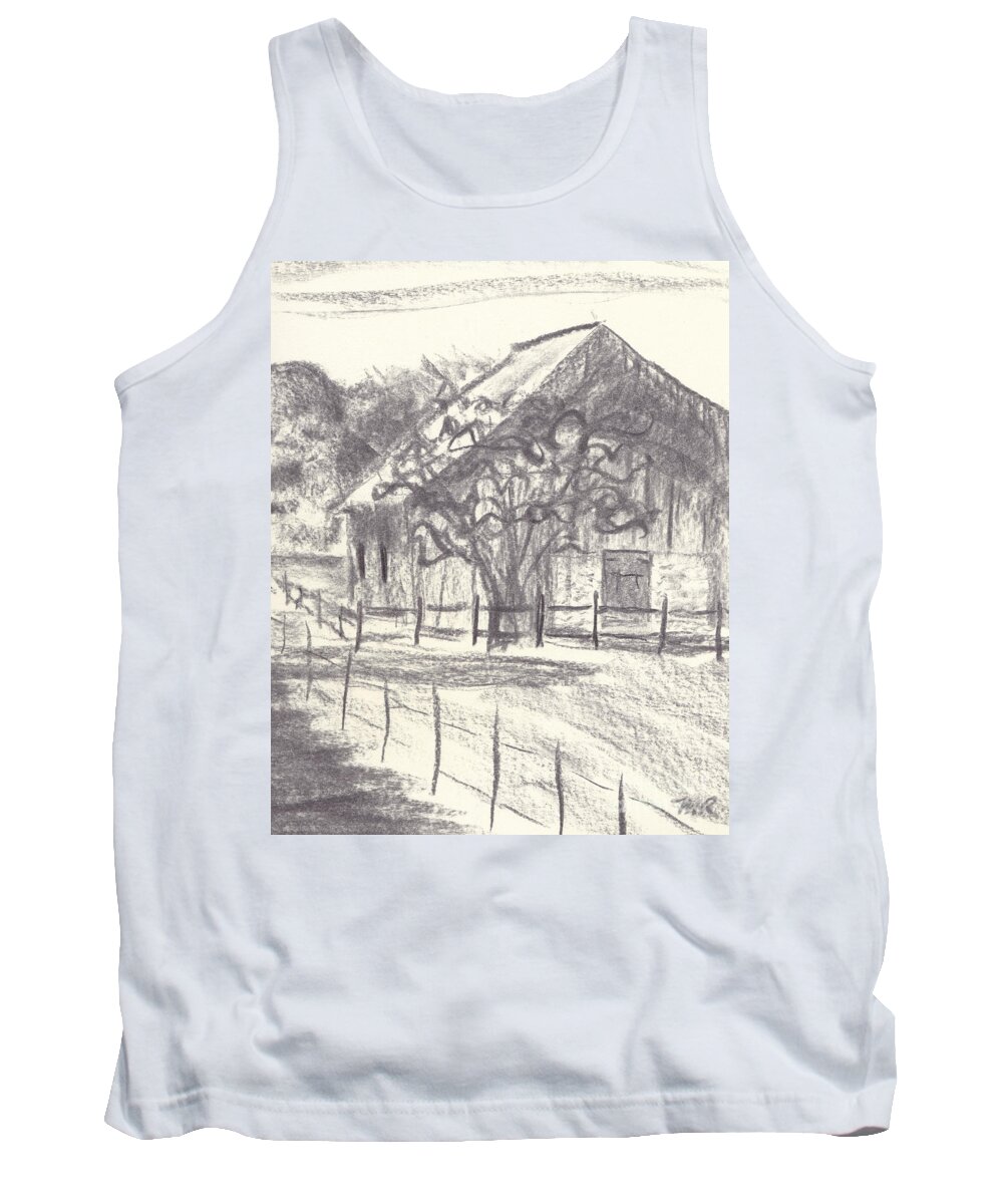 Maryland Tank Top featuring the drawing Stable on Whitehall Road by Maryland Outdoor Life
