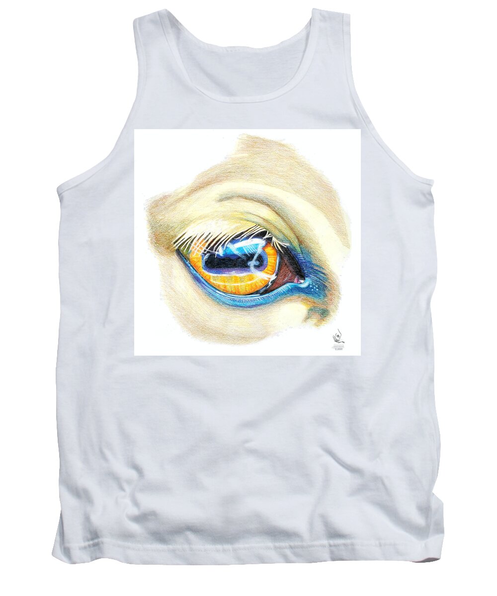 Horse Eye Tank Top featuring the drawing Horse Eye Study by Equus Artisan