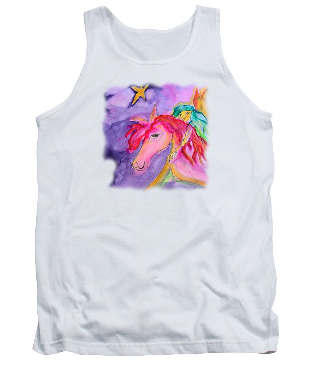 Horse Tank Top featuring the painting Horse Hugs by Sandy Rakowitz