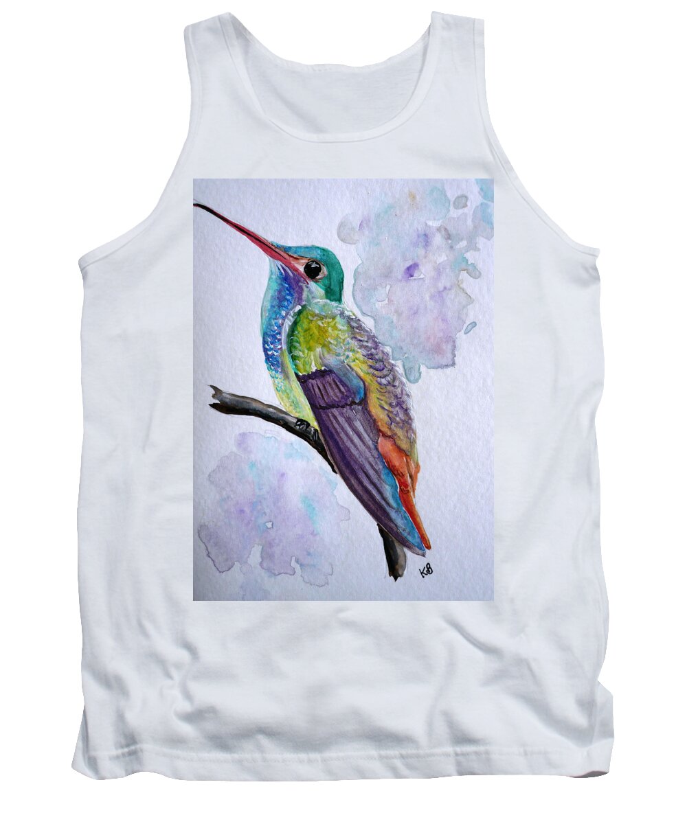 Humming Bird Painting Bird Painting Tropical Painting Caribbean Painting Tank Top featuring the painting Hummingbird 1 by Karin Dawn Kelshall- Best