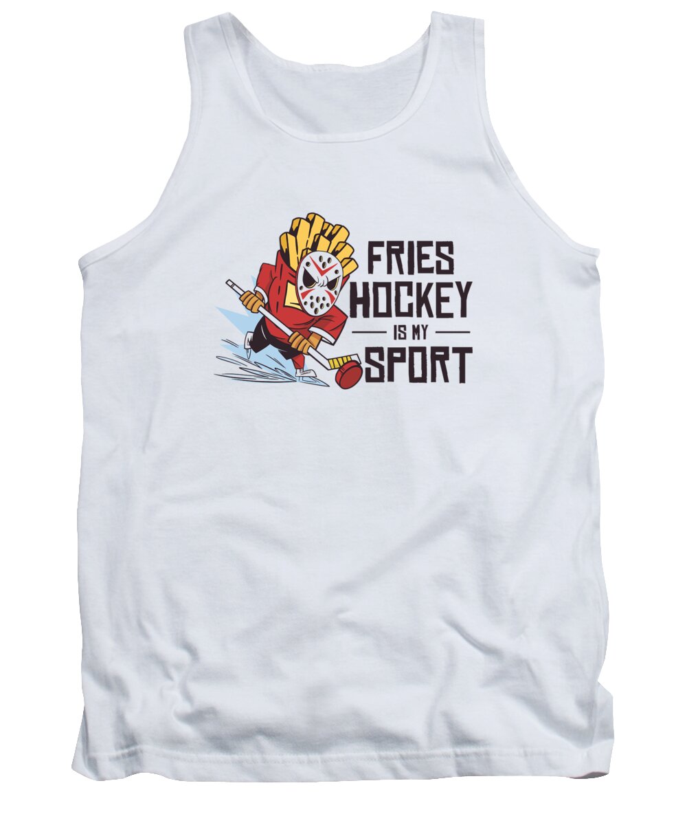 Ice Tank Top featuring the digital art Ice Hockey Sporty Playing Fries Lover by Toms Tee Store